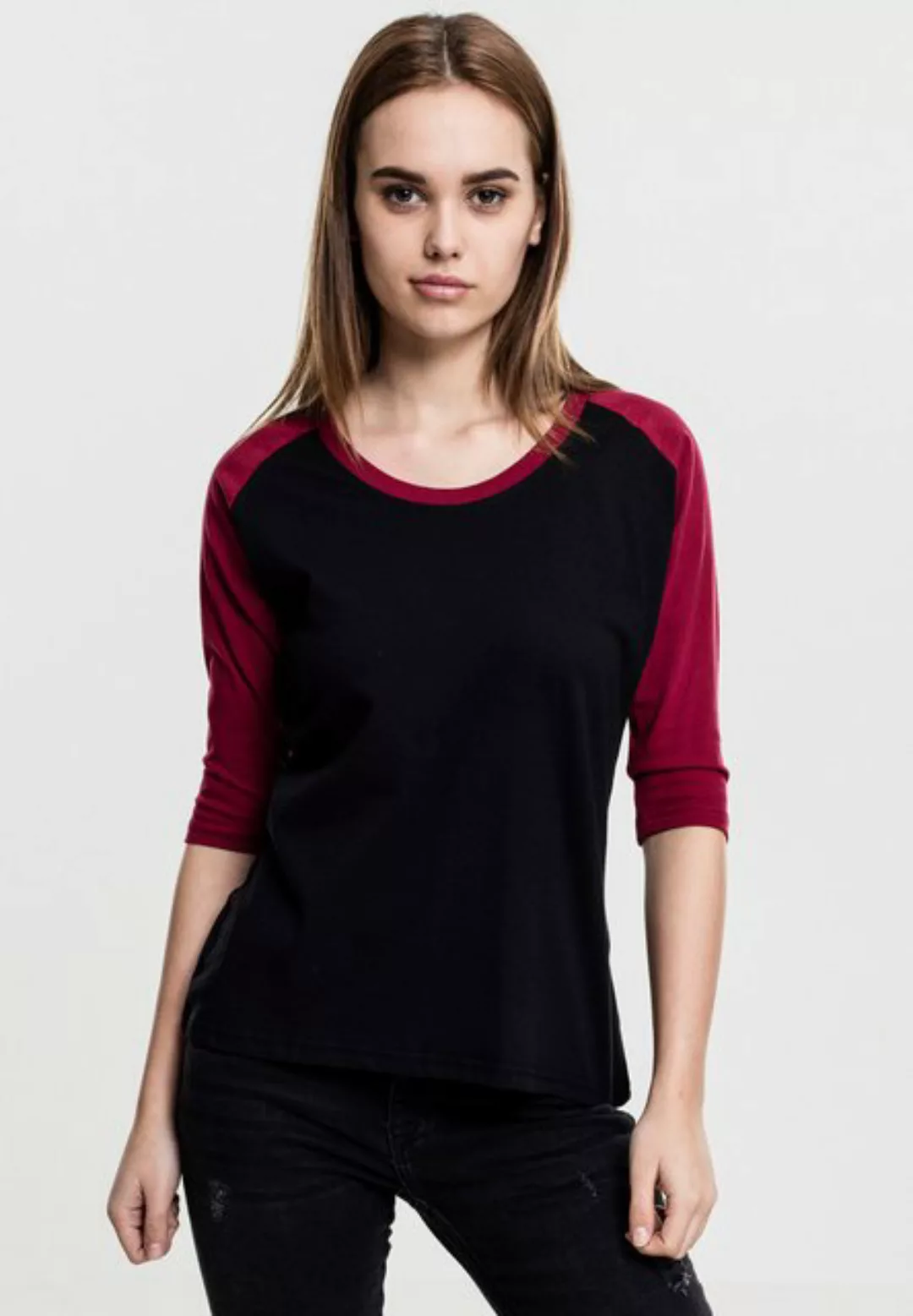 URBAN CLASSICS T-Shirt TB733 - Ladies 3/4 Contrast Raglan Tee blk/burgundy günstig online kaufen