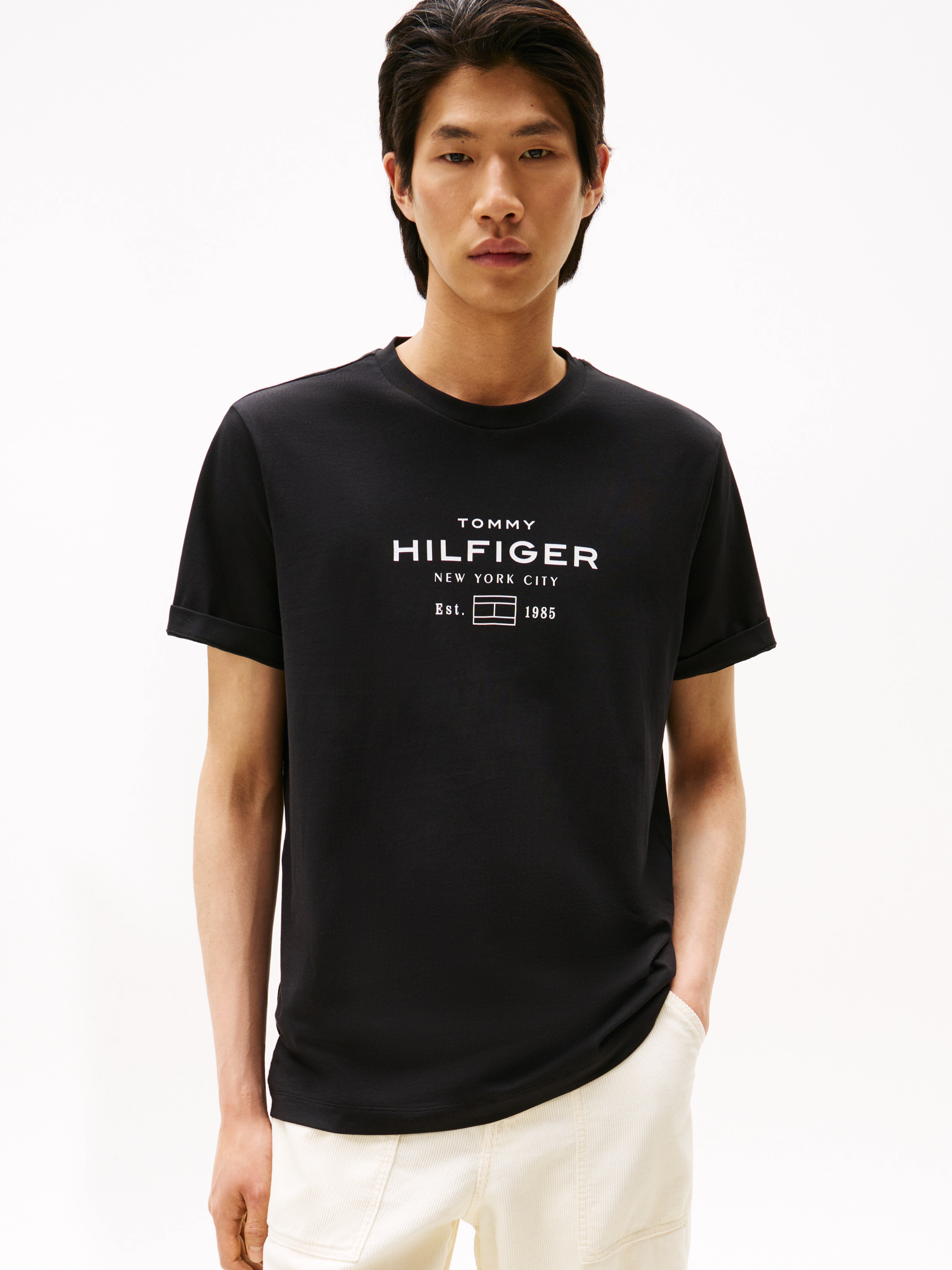 Tommy Hilfiger T-Shirt "HILFIGER STACK GRAPHIC TEE", Regular fit mit Rundha günstig online kaufen