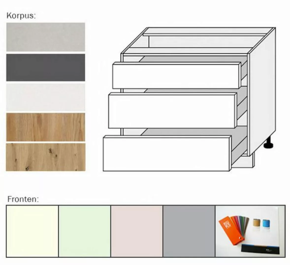 Feldmann-Wohnen Unterschrank Pescara (Pescara, 1-St) 90cm Front- und Korpus günstig online kaufen