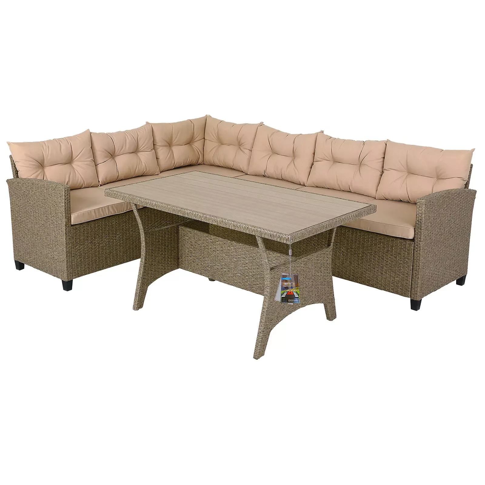 Polyrattan Ecklounge Creme/Beige inkl Kissen günstig online kaufen