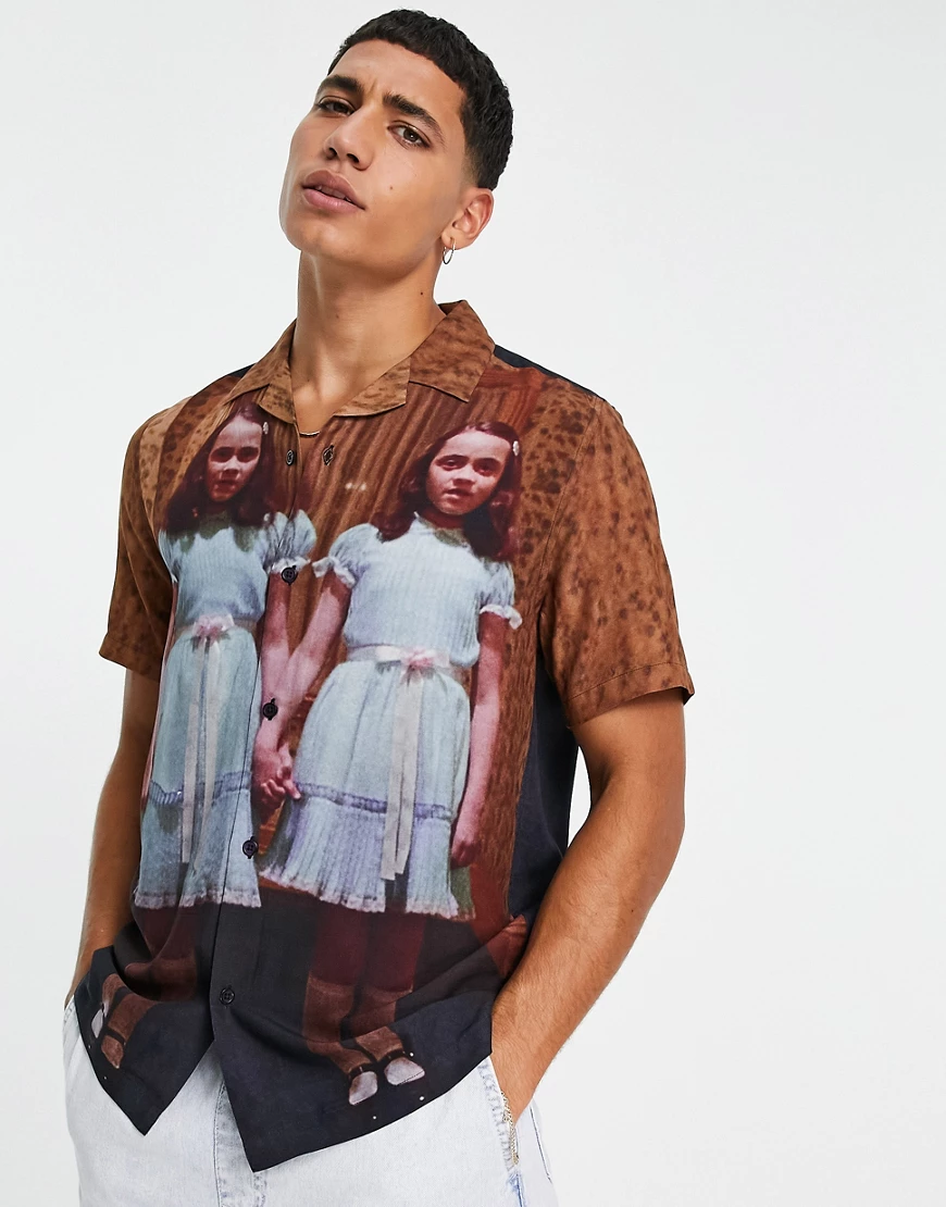 Topman – Hemd in Schwarz mit The-Shining-Aufdruck-Mehrfarbig günstig online kaufen