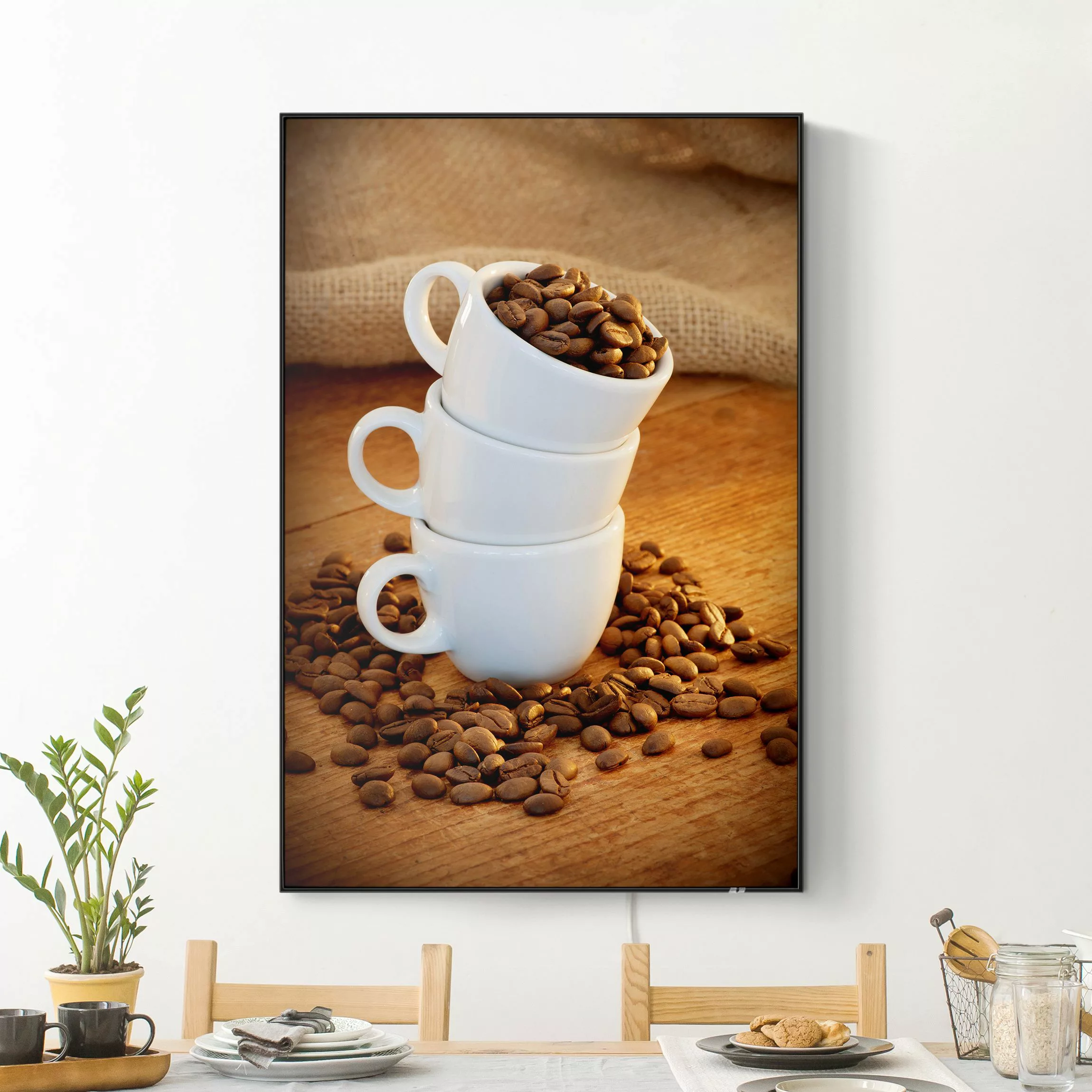 LED-Wechselbild 3 Espressotassen mit Kaffeebohnen II günstig online kaufen