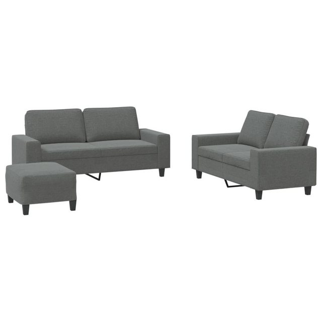 vidaXL Sofa 3-tlg. Sofagarnitur Dunkelgrau Stoff günstig online kaufen