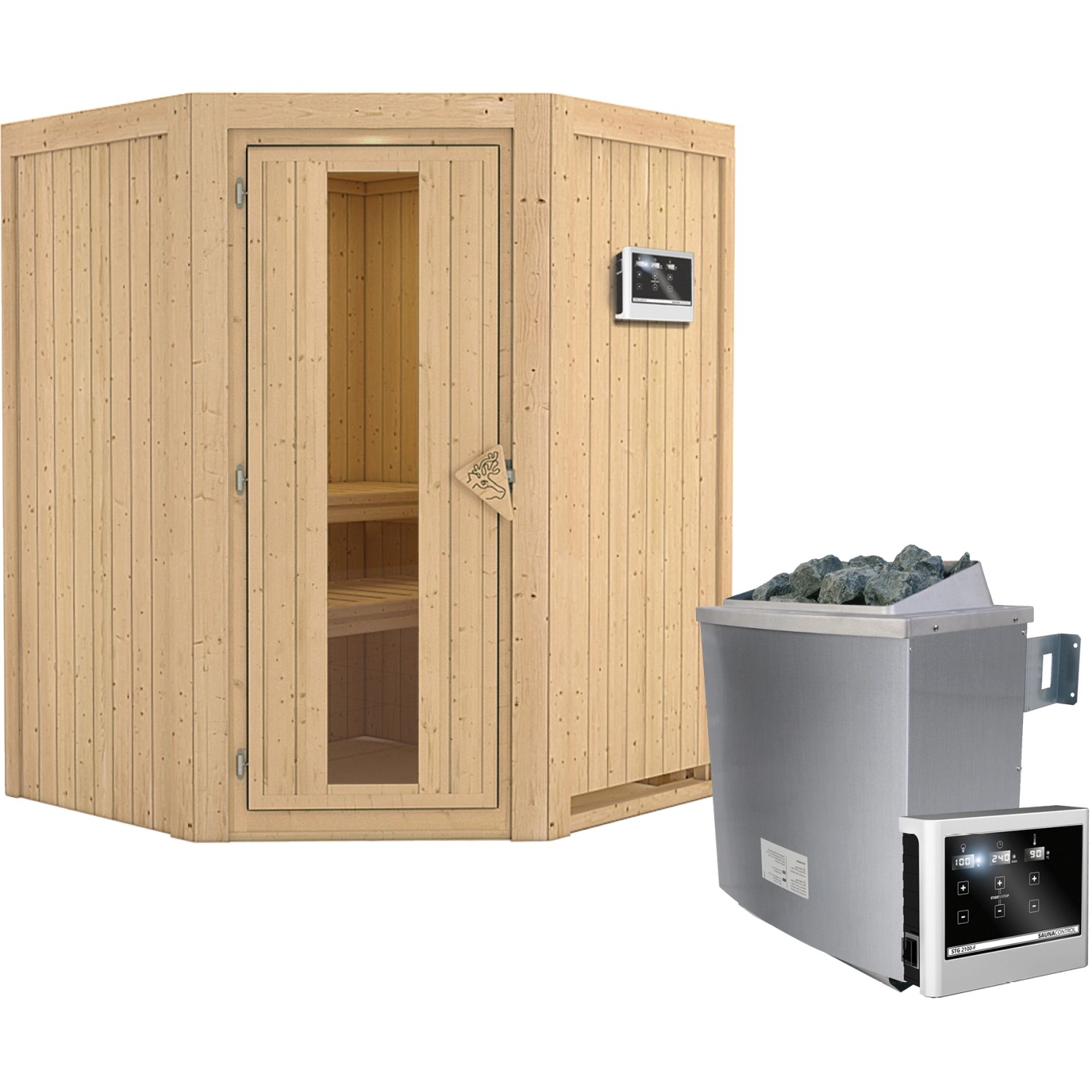 Karibu Sauna-Set Lyra inkl. Ofen 9 kW mit ext. Steuerung, Energiespartür günstig online kaufen