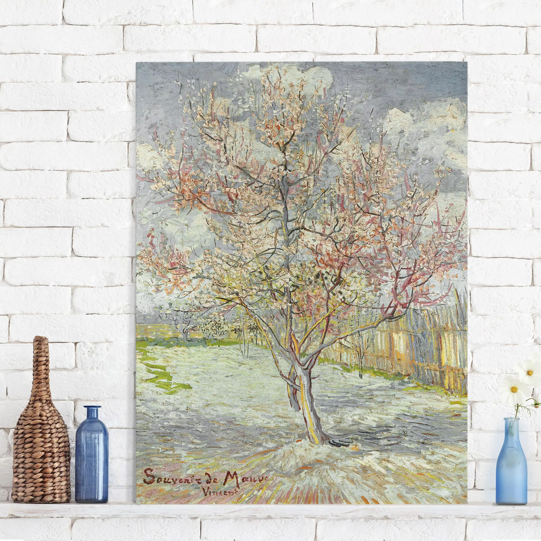 Leinwandbild Kunstdruck - Hochformat Vincent van Gogh - Blühende Pfirsichbä günstig online kaufen