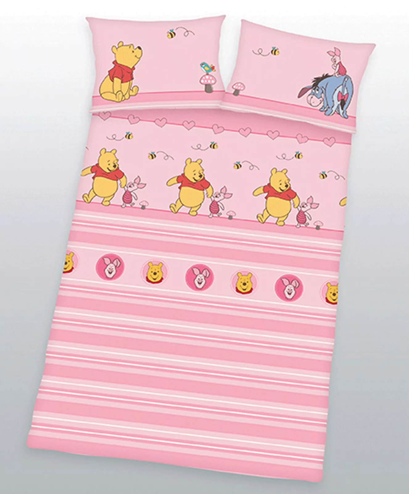 Winnie the Pooh Babybettwäsche / Kinderbettwäsche Renforcé rosa 40x60 / 100 günstig online kaufen