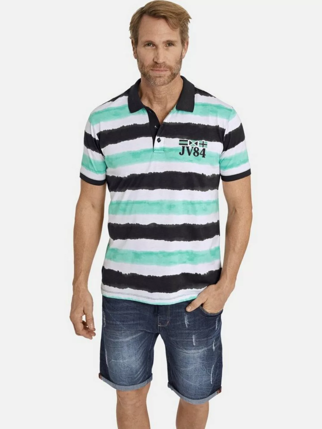 Jan Vanderstorm Poloshirt KARI im Aquarell-Streifen Look günstig online kaufen