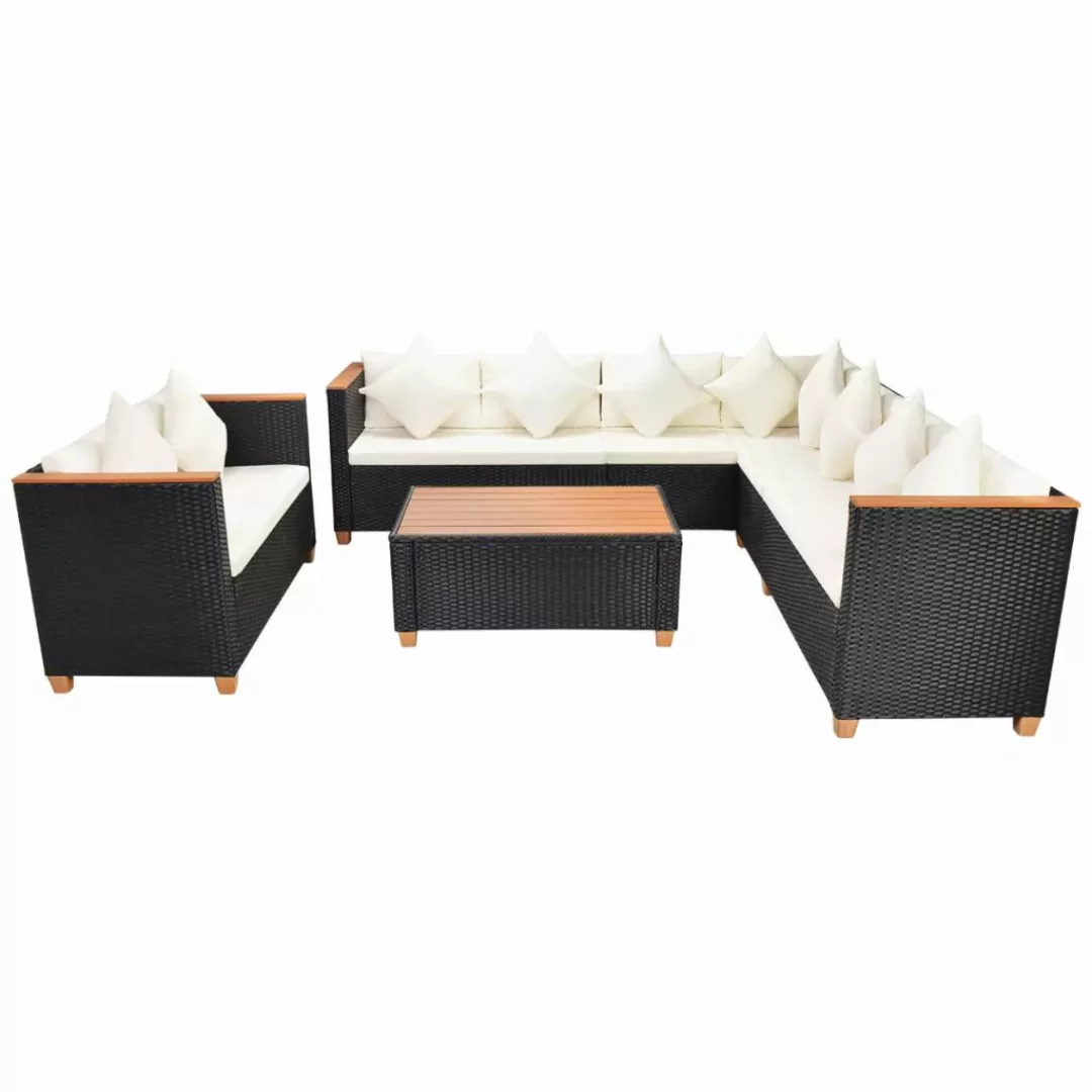 6-tlg. Garten-lounge-set Mit Auflagen Poly Rattan Schwarz günstig online kaufen