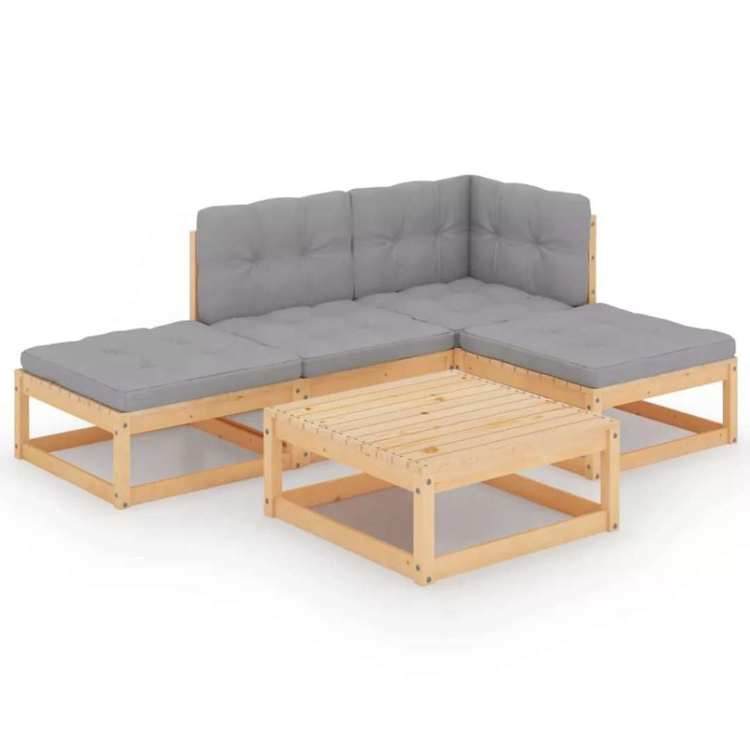 5-tlg. Garten-lounge-set Mit Kissen Kiefer Massivholz günstig online kaufen