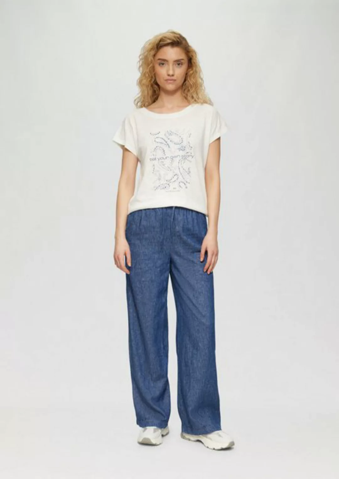 s.Oliver Stoffhose Wide-Leg-Hose aus Leinenmix in Denim-Optik Waschung günstig online kaufen