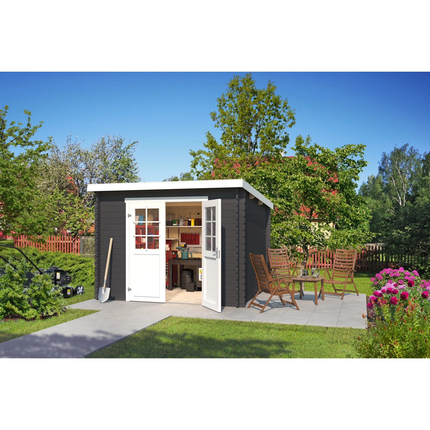 Lasita Holz-Gartenhaus San Jose 230 Carbongrau 295 cm x 268,7 cm günstig online kaufen