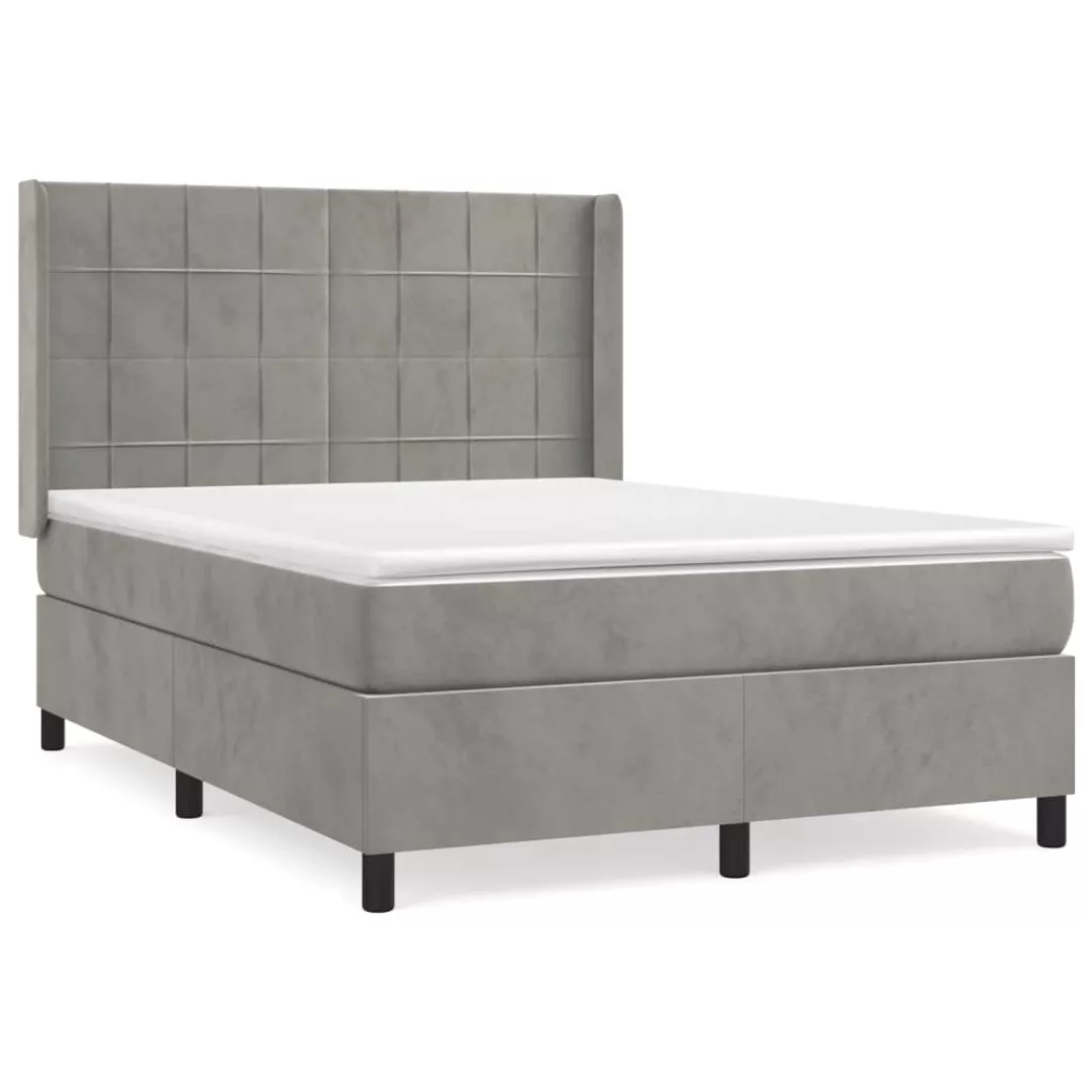 Vidaxl Boxspringbett Mit Matratze Hellgrau 140x200 Cm Samt günstig online kaufen