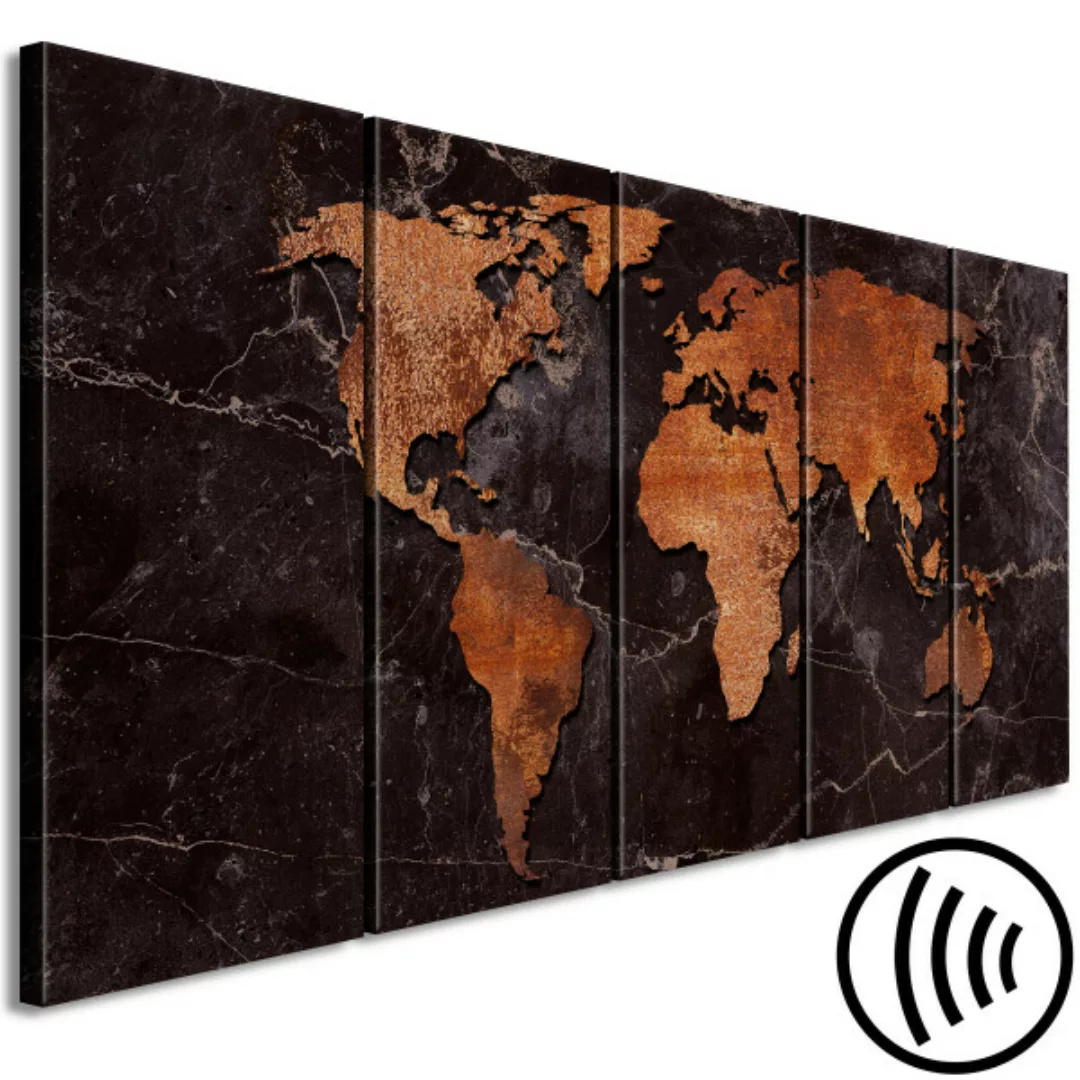 Leinwandbild Copper Map (5 Parts) Narrow XXL günstig online kaufen