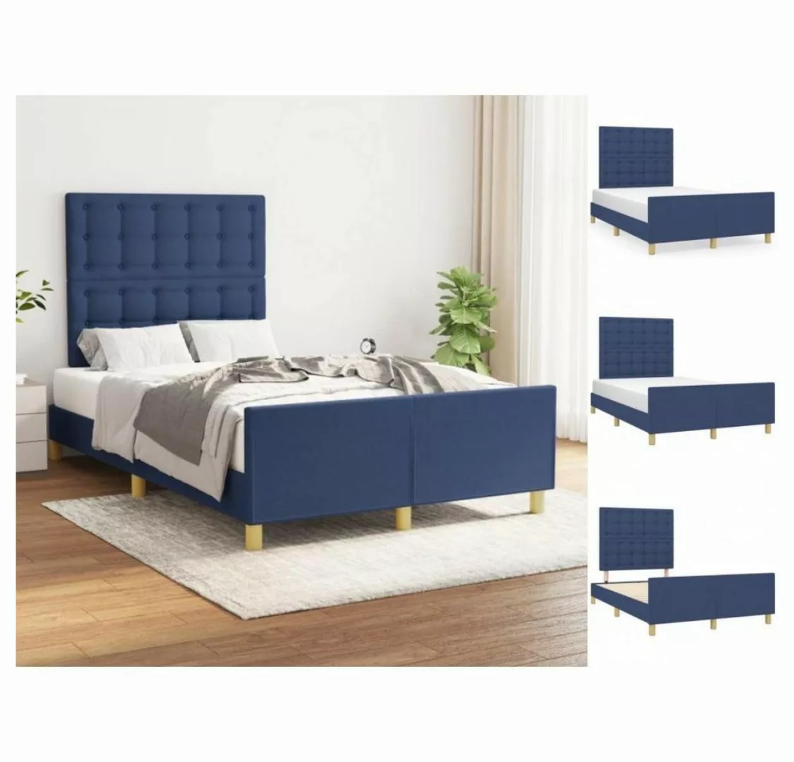 vidaXL Bettgestell Bettrahmen mit Kopfteil Blau 120x200 cm Stoff Bett Bettg günstig online kaufen