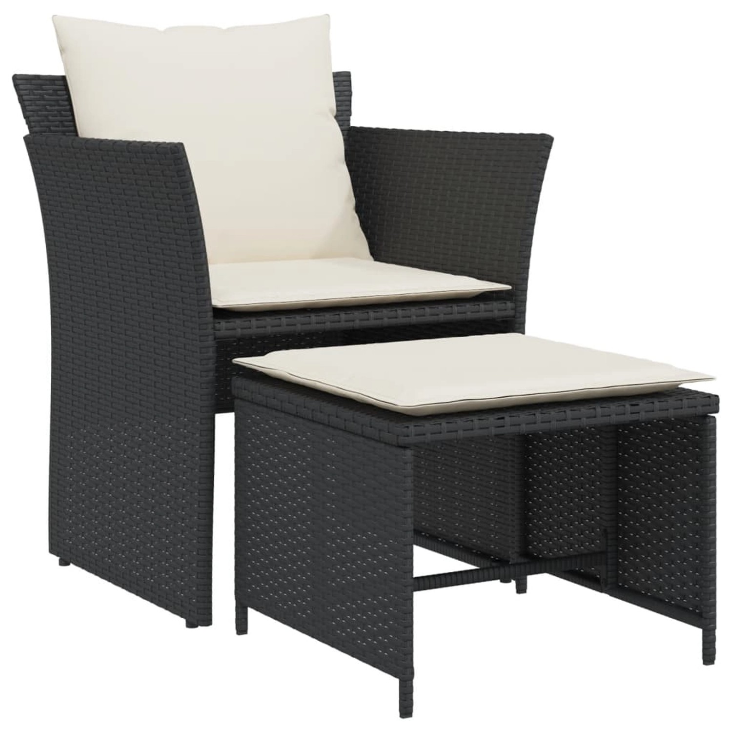 vidaXL Gartenstuhl mit Fußhocker Schwarz Poly Rattan günstig online kaufen