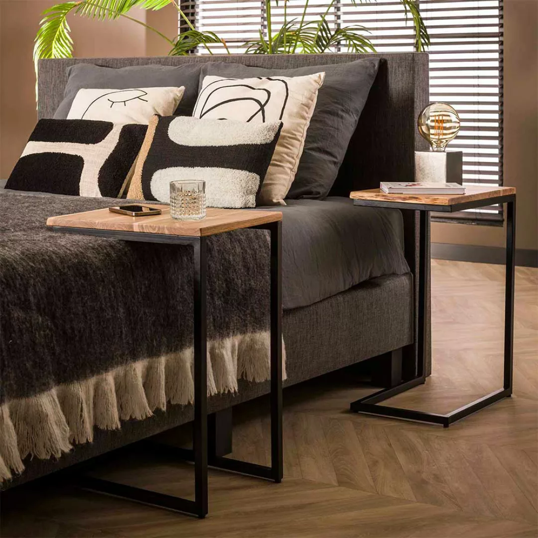 Beistelltische Sofa aus Akazie Massivholz und Metall Baumkante (zweiteilig) günstig online kaufen