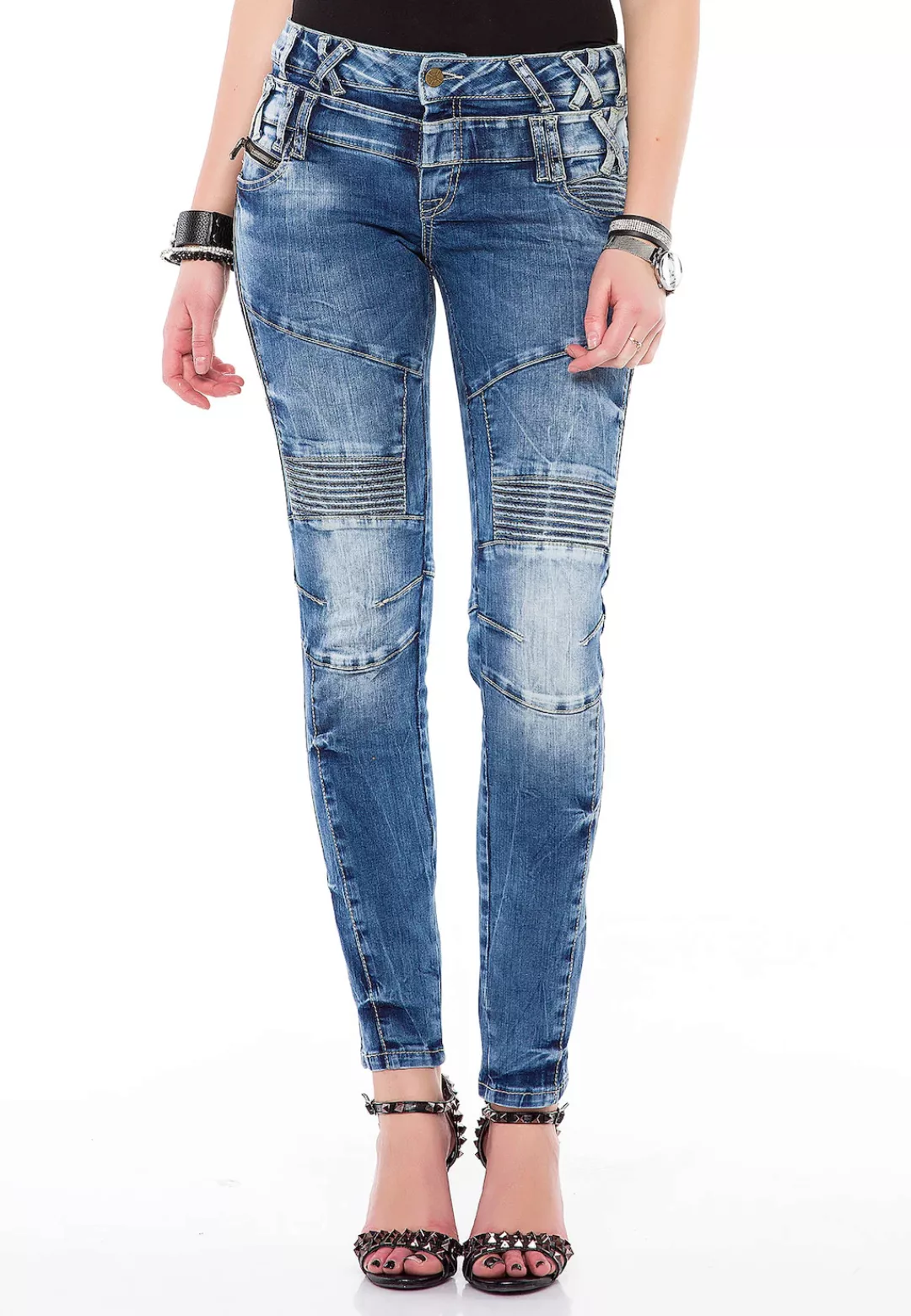 Cipo & Baxx Slim-fit-Jeans, mit doppeltem Taillenbund in Skinny Fit günstig online kaufen