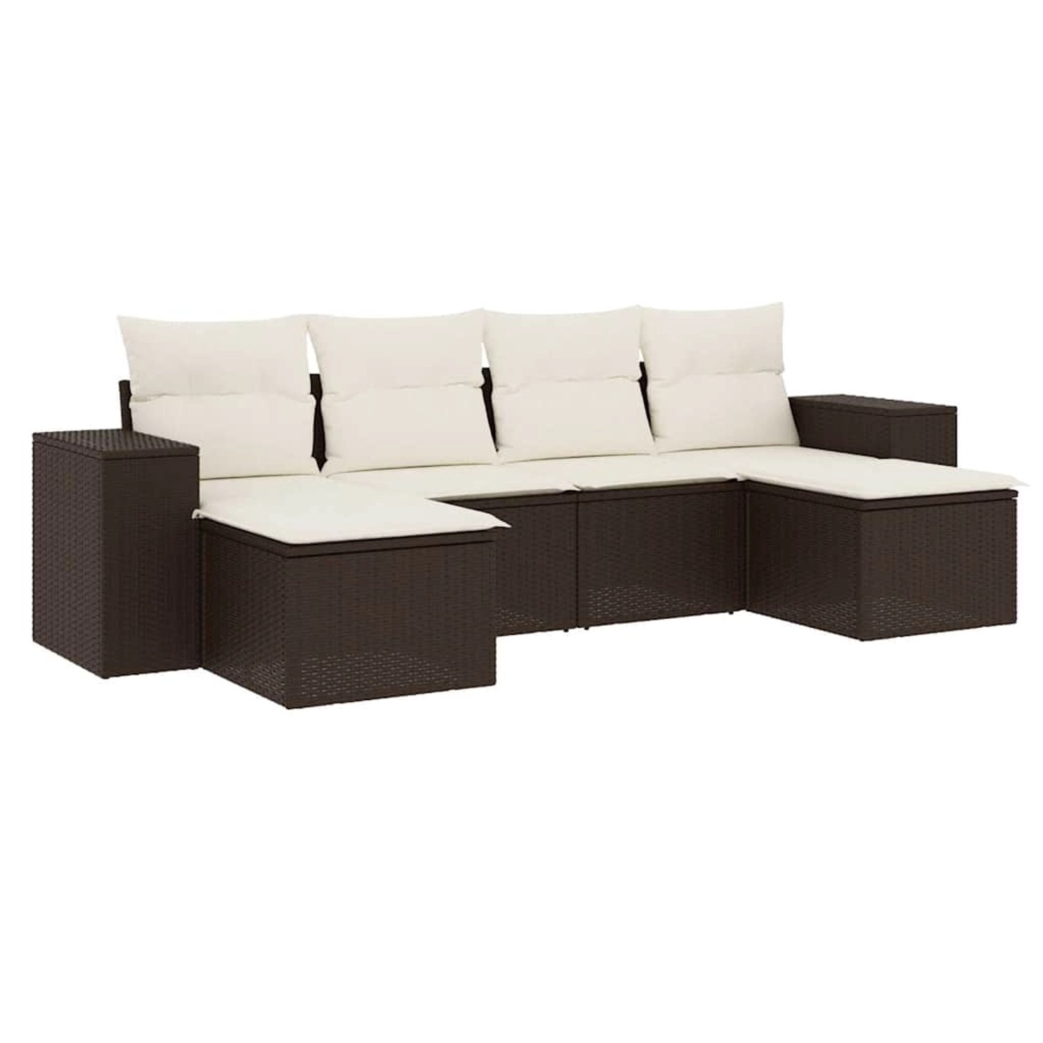 vidaXL 6-Tlg Garten-Sofagarnitur mit Kissen Braun Poly Rattan 3222922 günstig online kaufen