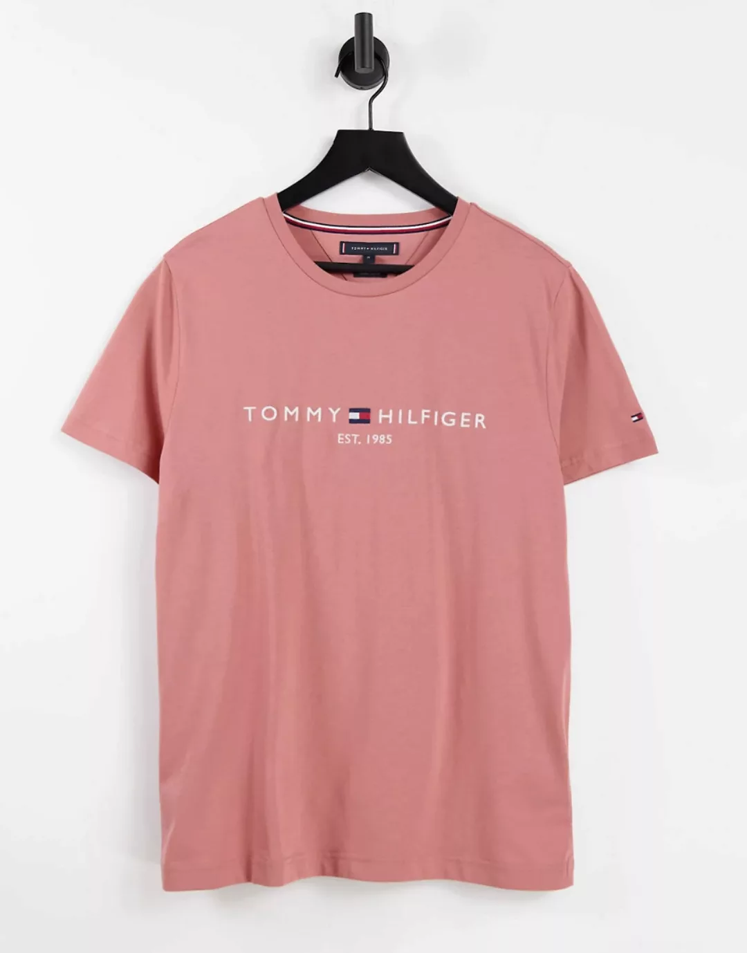 Tommy Hilfiger – Klassisches T-Shirt in Orange mit Logo günstig online kaufen