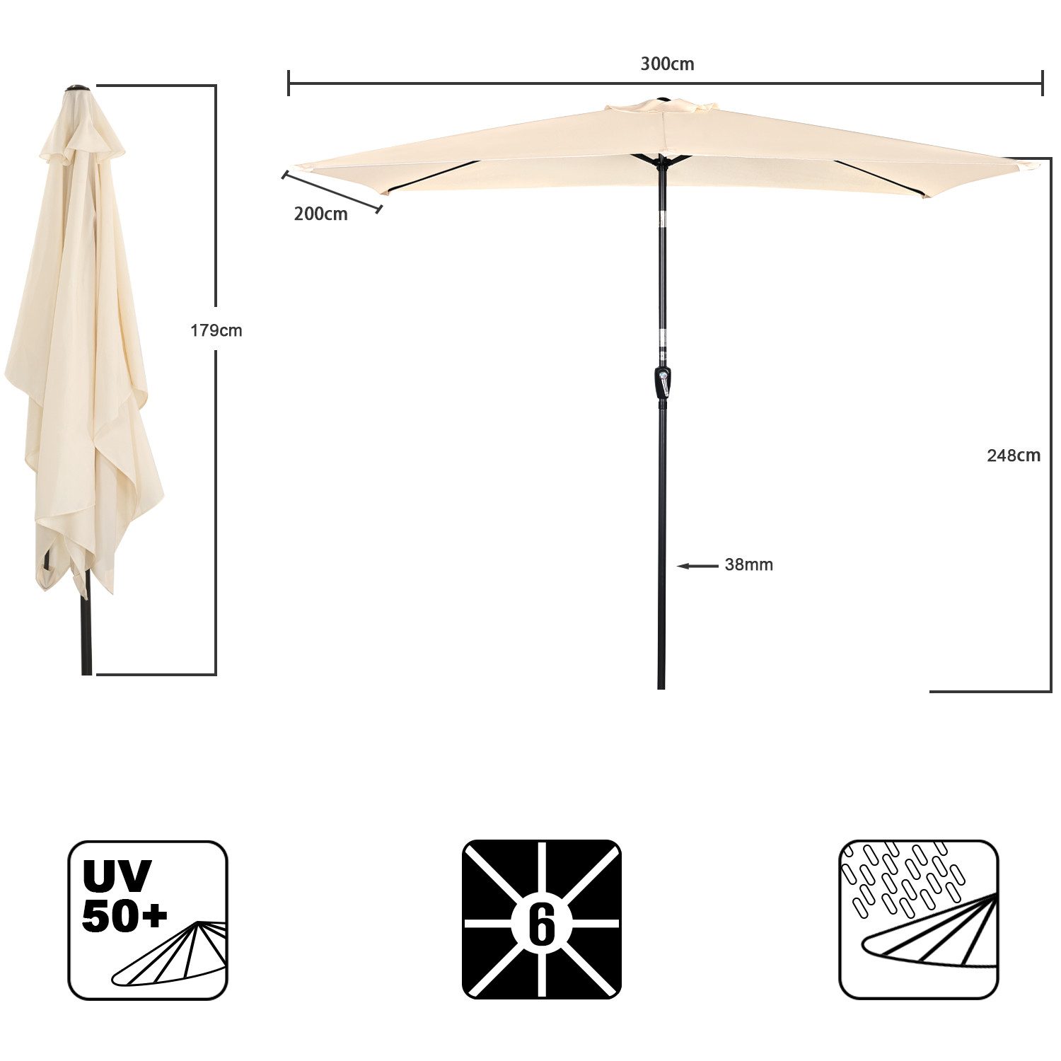 Angel Living Sonnenschirm 200x300 cm Rechteckig günstig online kaufen