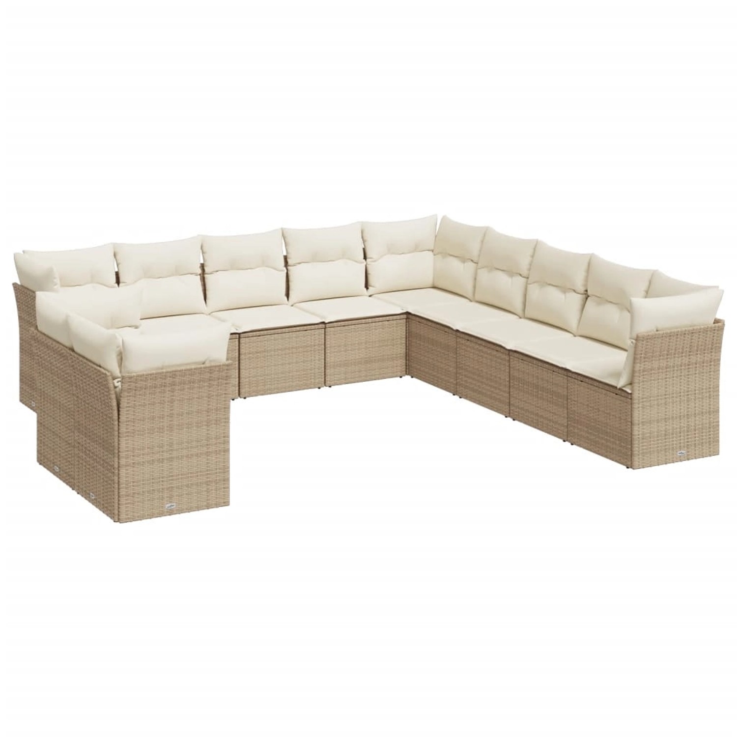 vidaXL 11-Tlg Garten-Sofagarnitur mit Kissen Beige Poly Rattan 3217878 günstig online kaufen