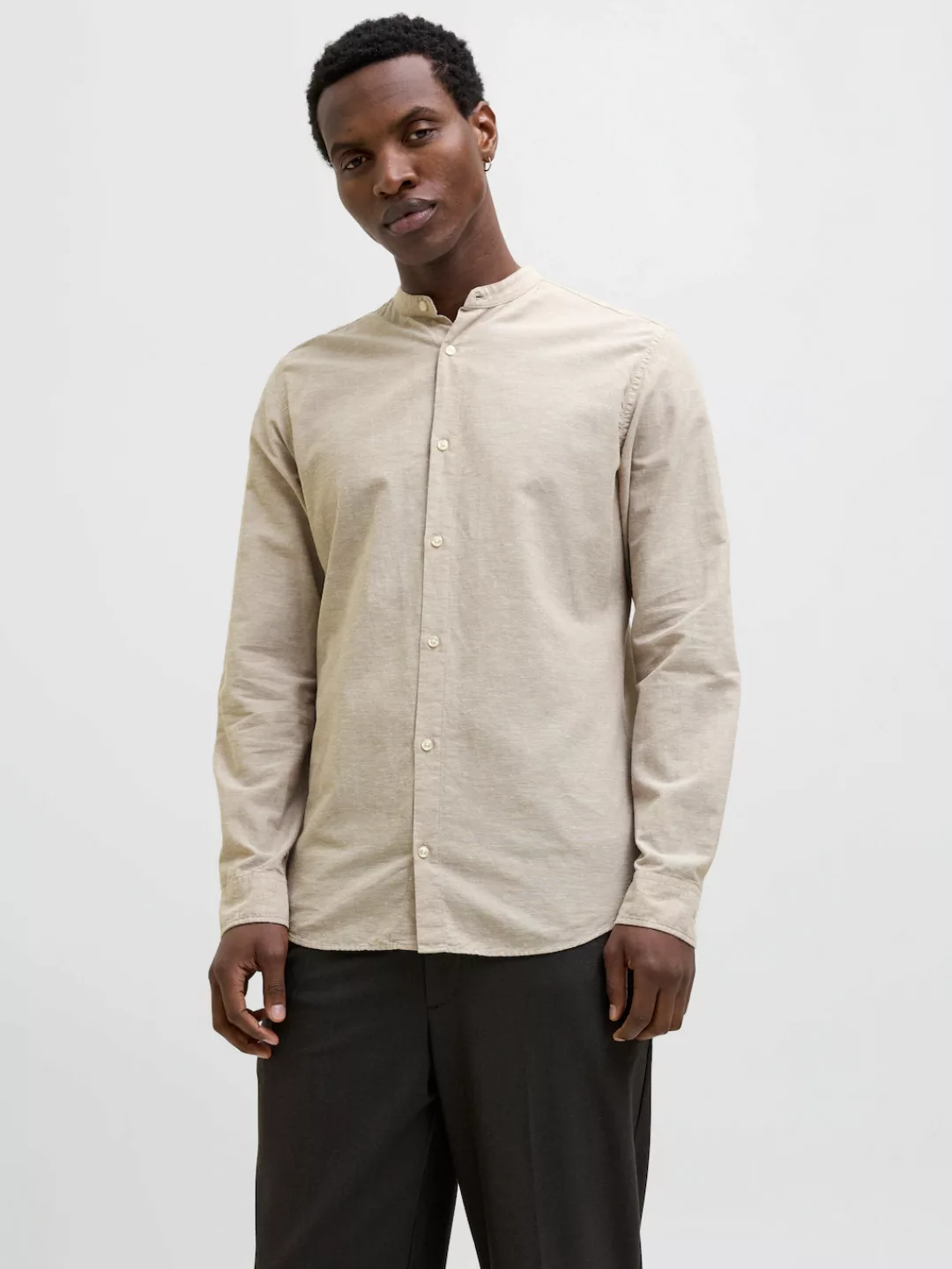 Jack & Jones Langarmhemd "JJEBREEZE BAND SHIRT LS SN", mit Bandkragen günstig online kaufen