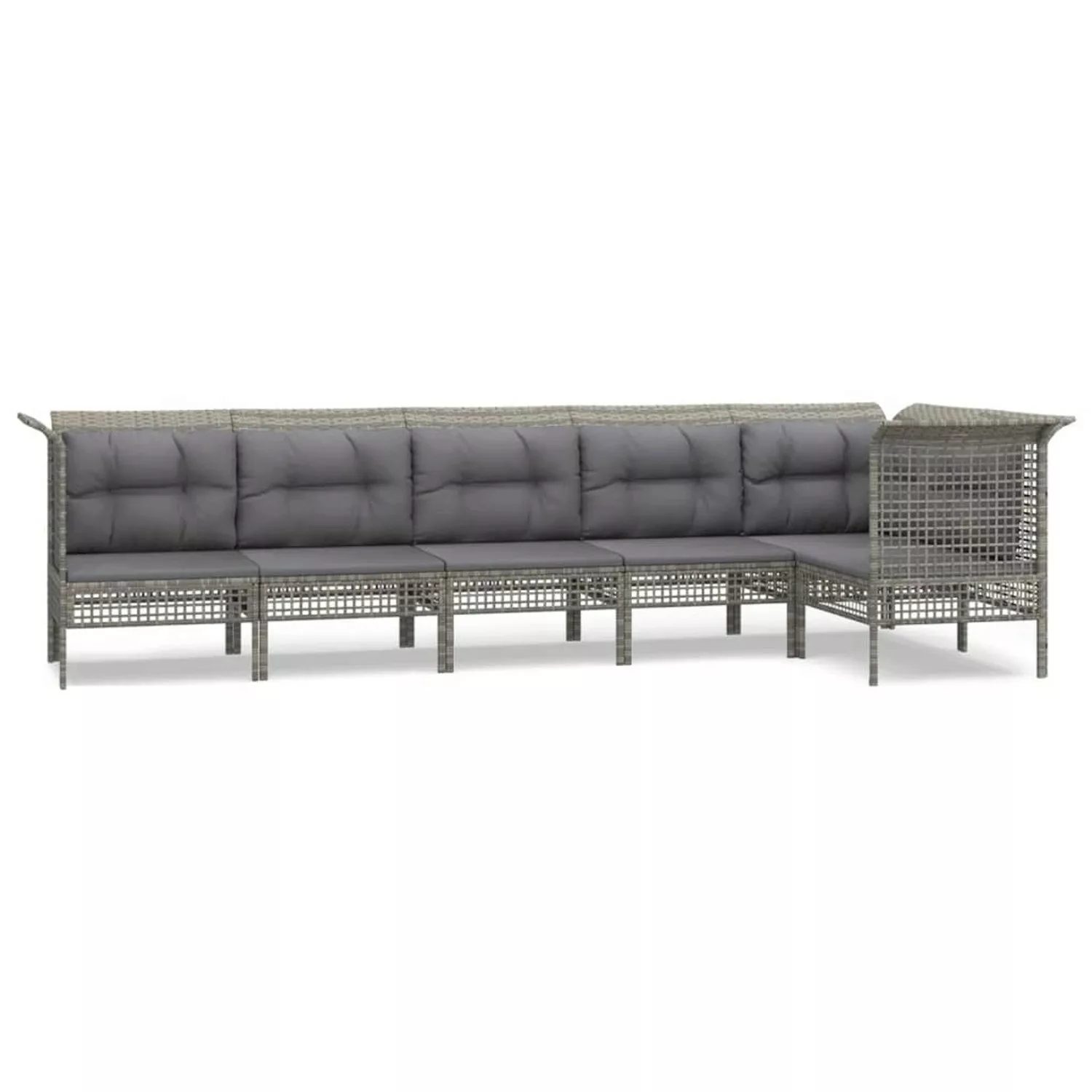Vidaxl 6-tlg. Garten-lounge-set Mit Kissen Grau Poly Rattan günstig online kaufen