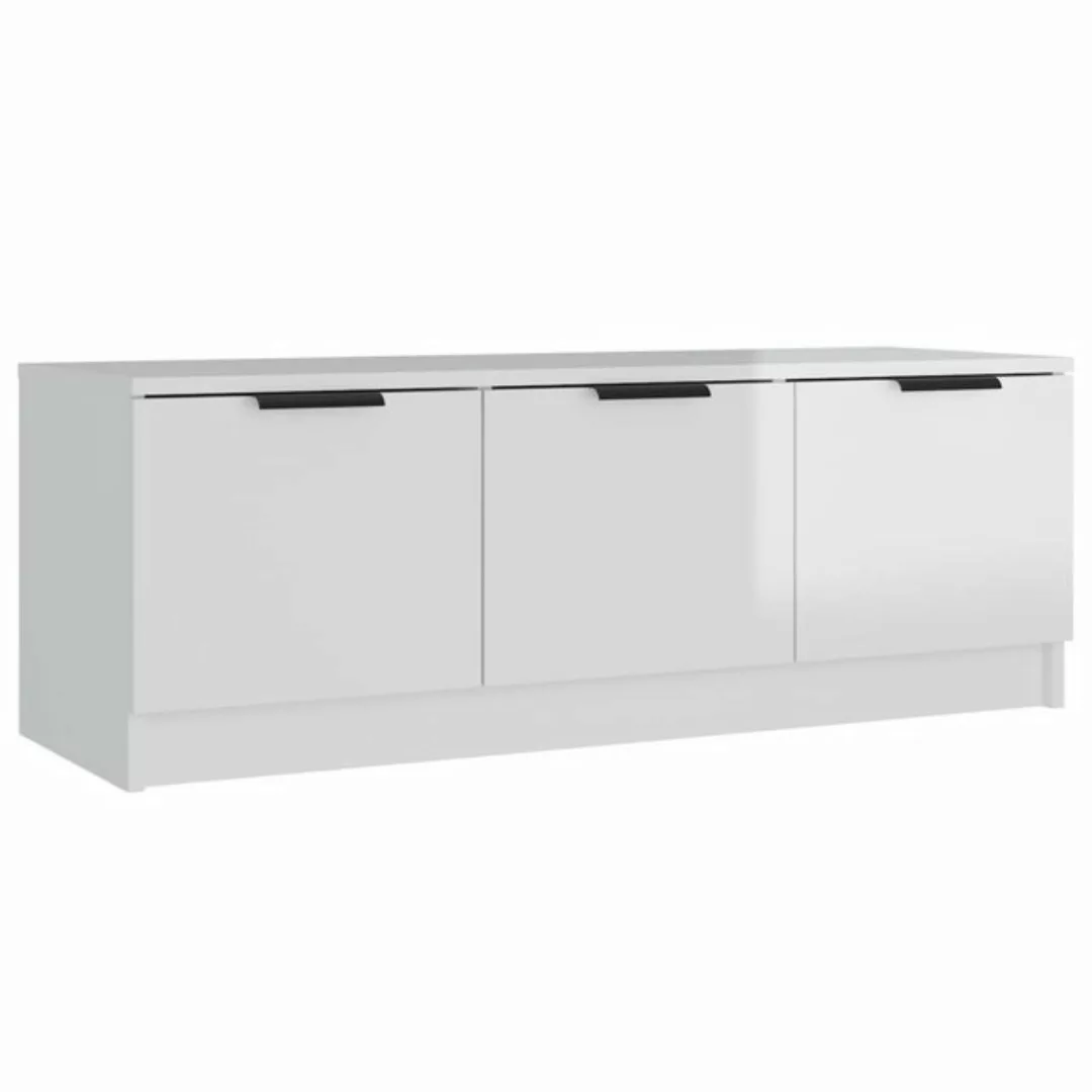 vidaXL TV-Schrank TV-Schrank Hochglanz-Weiß 102x35x36,5 cm Spanplatte Lowbo günstig online kaufen