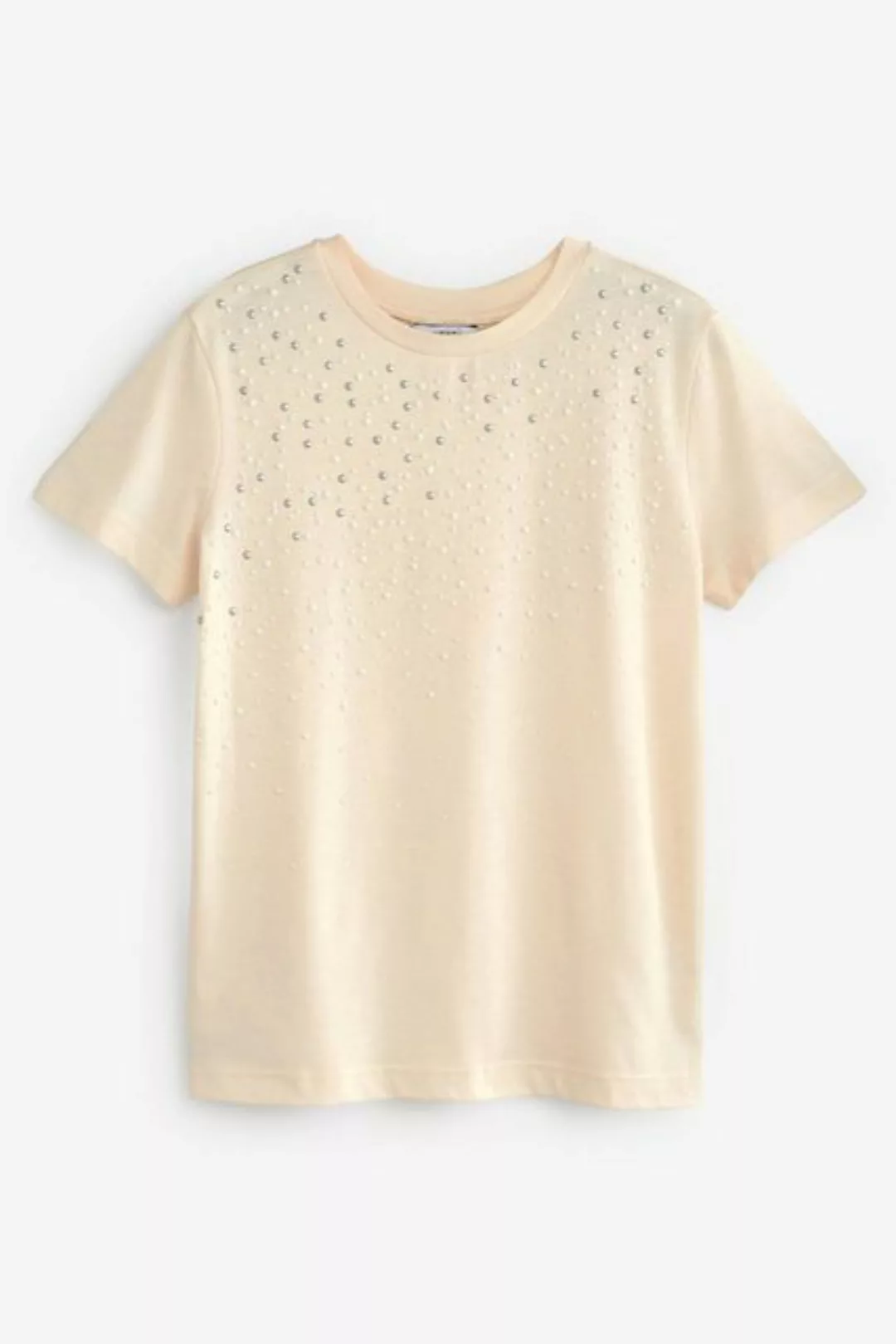 Next T-Shirt Kurzärmeliges T-Shirt mit Perlenverzierungen (1-tlg) günstig online kaufen