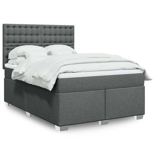 vidaXL Boxspringbett, Boxspringbett mit Matratze Dunkelgrau 140x190 cm Stof günstig online kaufen