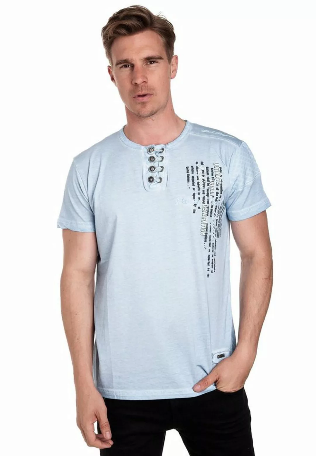 Rusty Neal T-Shirt mit schicker Knopfleiste günstig online kaufen