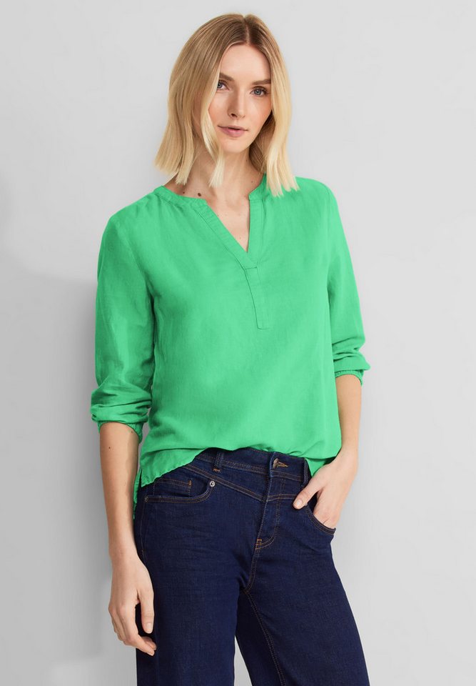 STREET ONE Chiffonbluse mit geschlitztem Rundhalsausschnitt günstig online kaufen