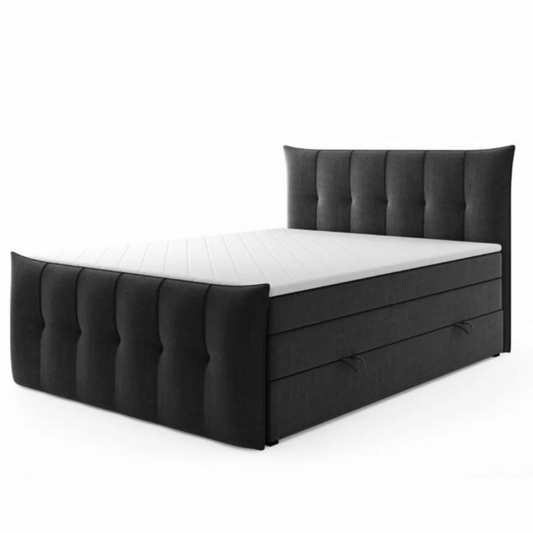 DD-COLLECTION Boxspringbett Sydney Grau (inkl. Fußteil, Liegefläche 180 x 2 günstig online kaufen