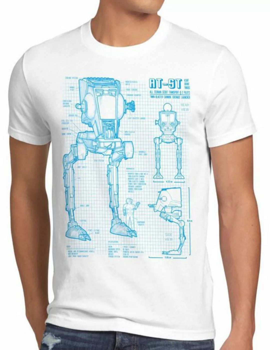 style3 Print-Shirt Herren T-Shirt AT-ST blaupause walker star krieg wars im günstig online kaufen