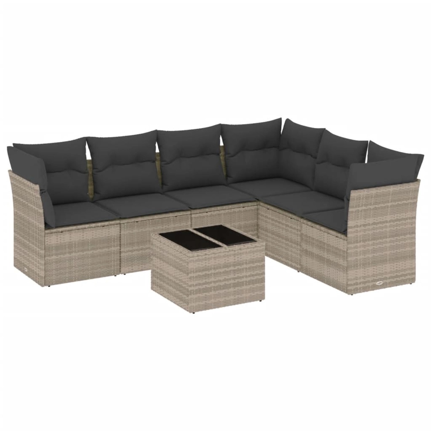 vidaXL 7-Tlg Garten-Sofagarnitur mit Kissen Hellgrau Poly Rattan 3249531 günstig online kaufen