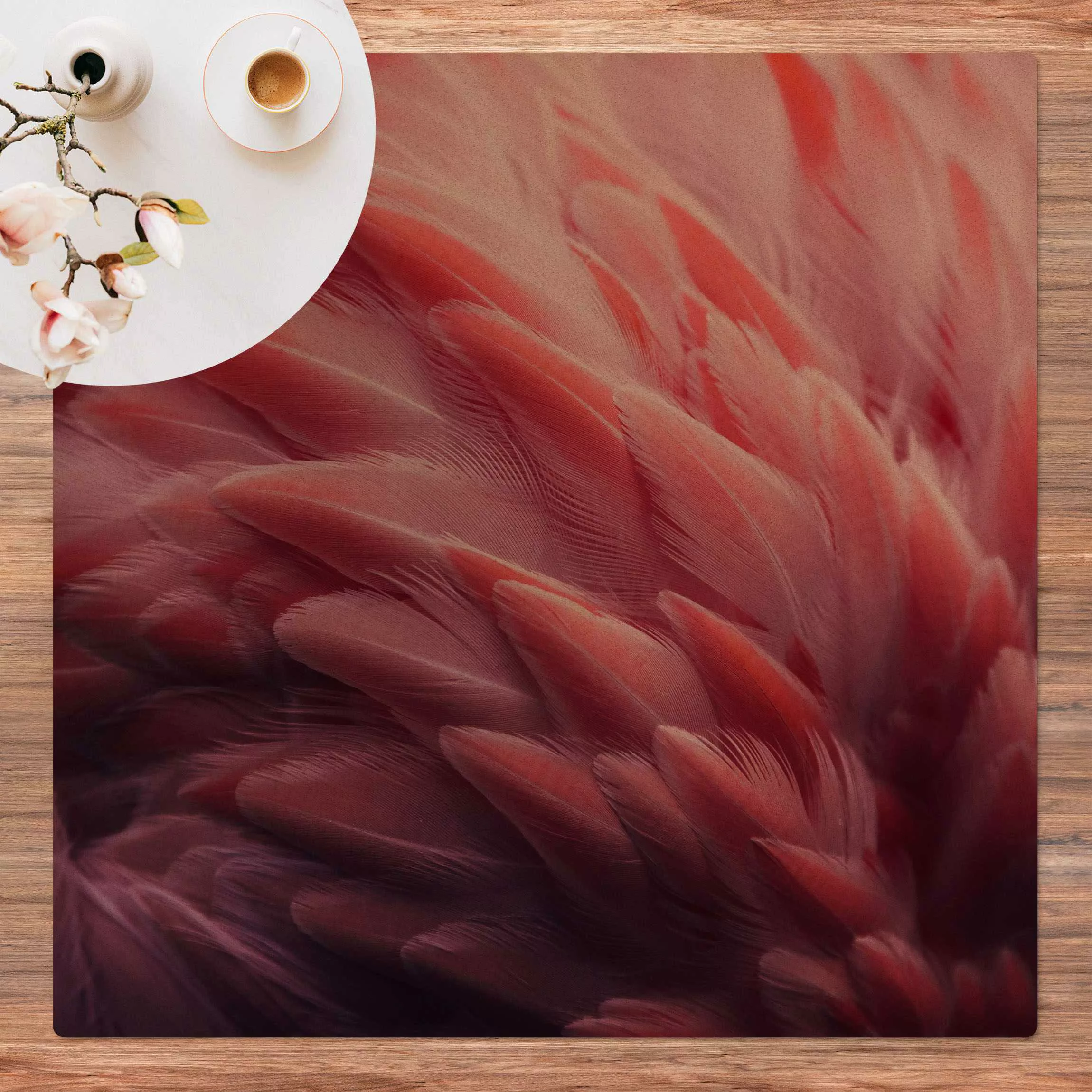 Kork-Teppich Flamingofedern Close-up günstig online kaufen