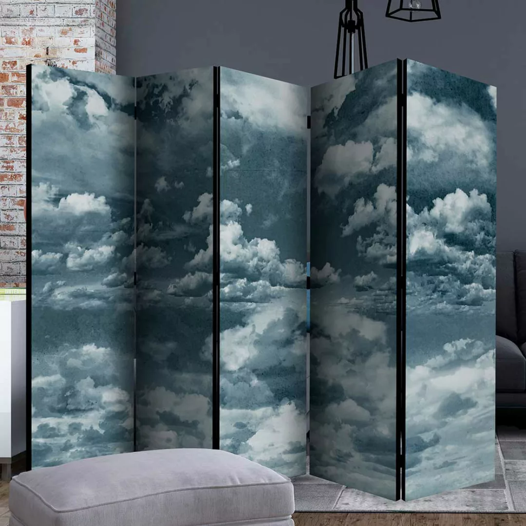 Raumtrenner mit Wolken Motiv Grau und Blau günstig online kaufen