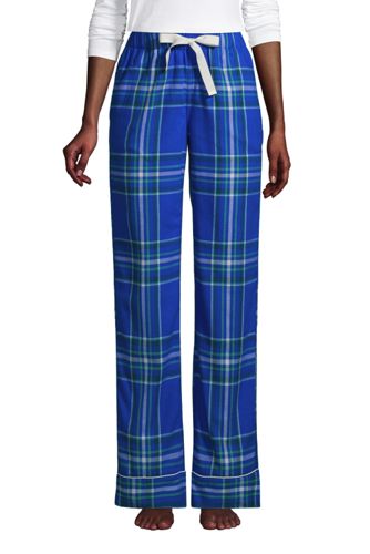 Gemusterte Flanell-Pyjamahose, Damen, Größe: S Normal, Blau, Baumwolle, by günstig online kaufen