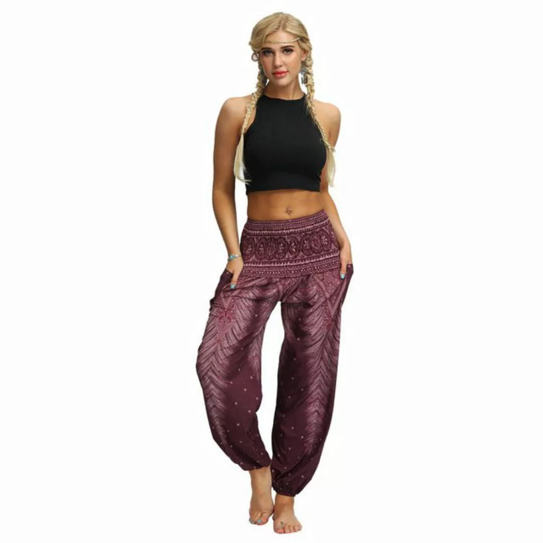 AUKUU Loungepants Lockere Freizeithose, Yogahose mit hohem Bund, Haremshose günstig online kaufen