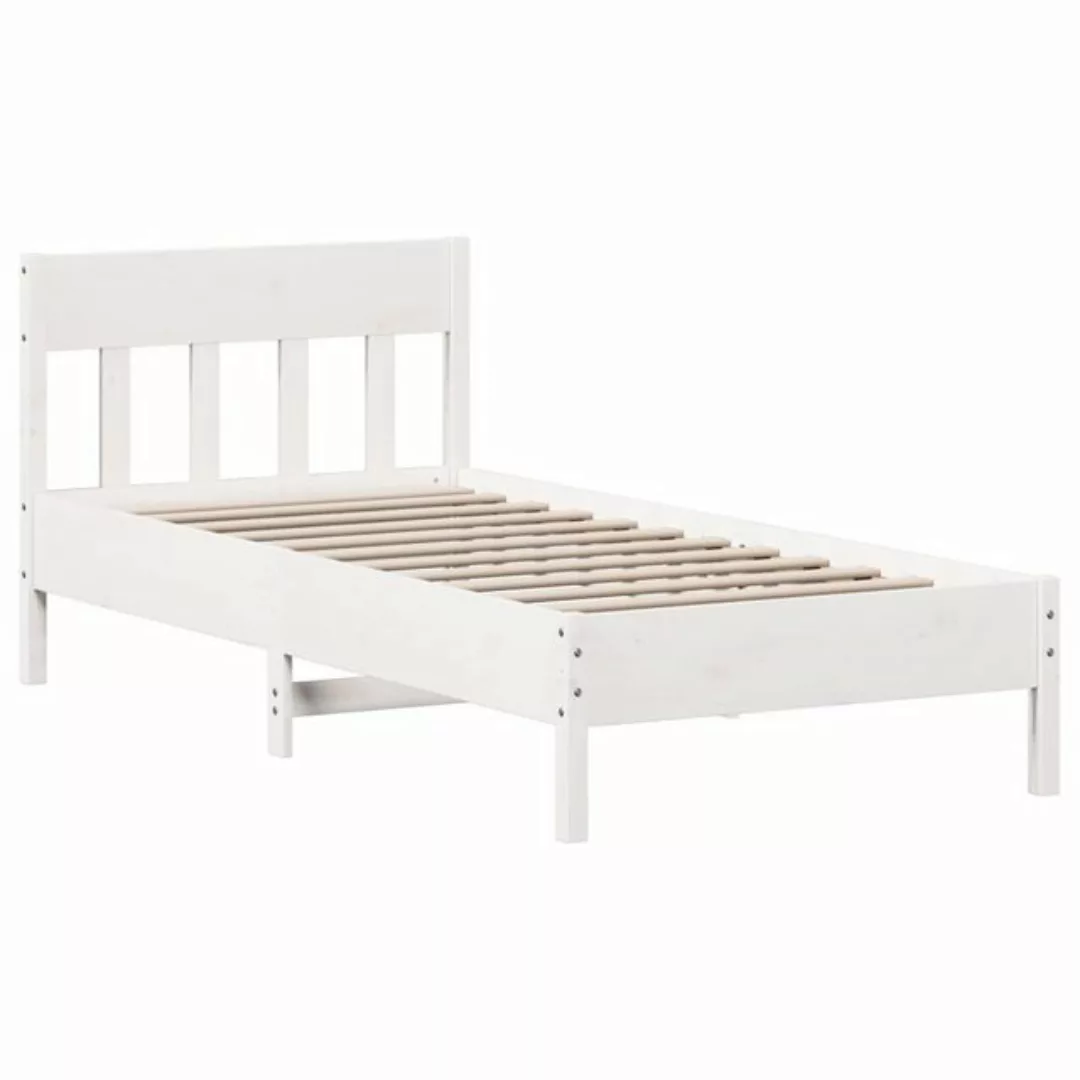 vidaXL Bettgestell Massivholzbett mit Kopfteil Weiß 90x200 cm Kiefer Bett B günstig online kaufen