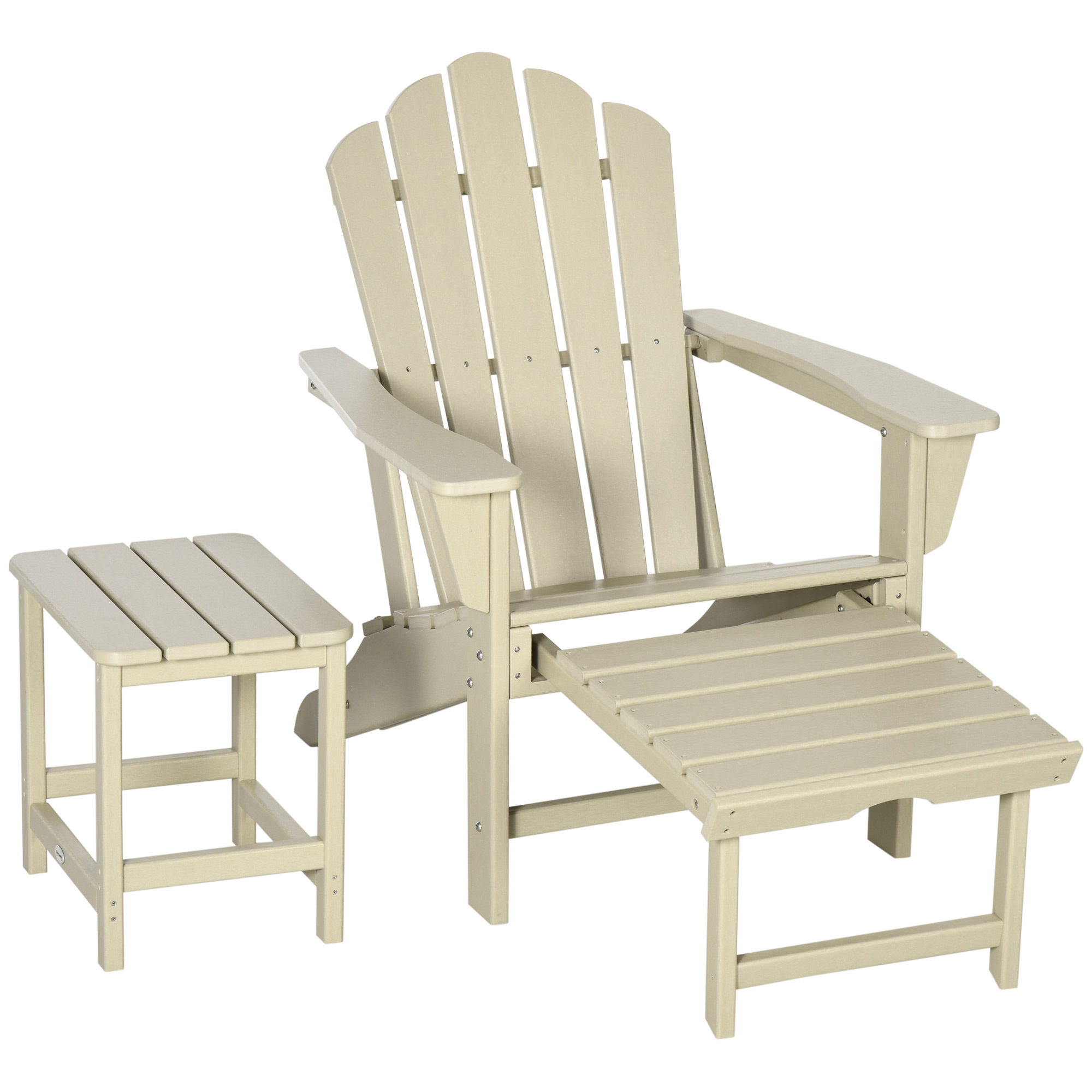 Outsunny Adirondack Gartenstuhl mit Beistelltisch und Fußhocker, Terrassens günstig online kaufen