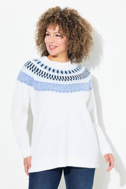 Ulla Popken Strickpullover Norweger-Pullover Rundhals Langarm günstig online kaufen