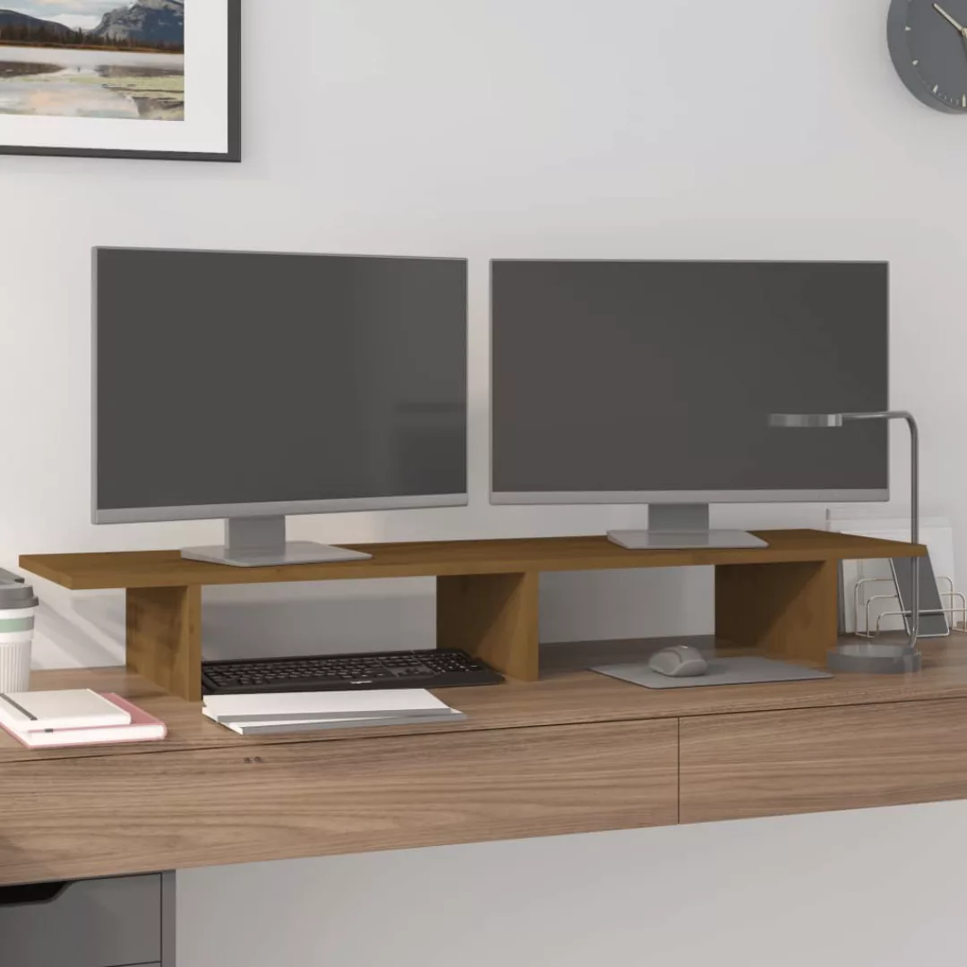 vidaXL Computertisch Monitorständer Honigbraun 100x27x15 cm günstig online kaufen