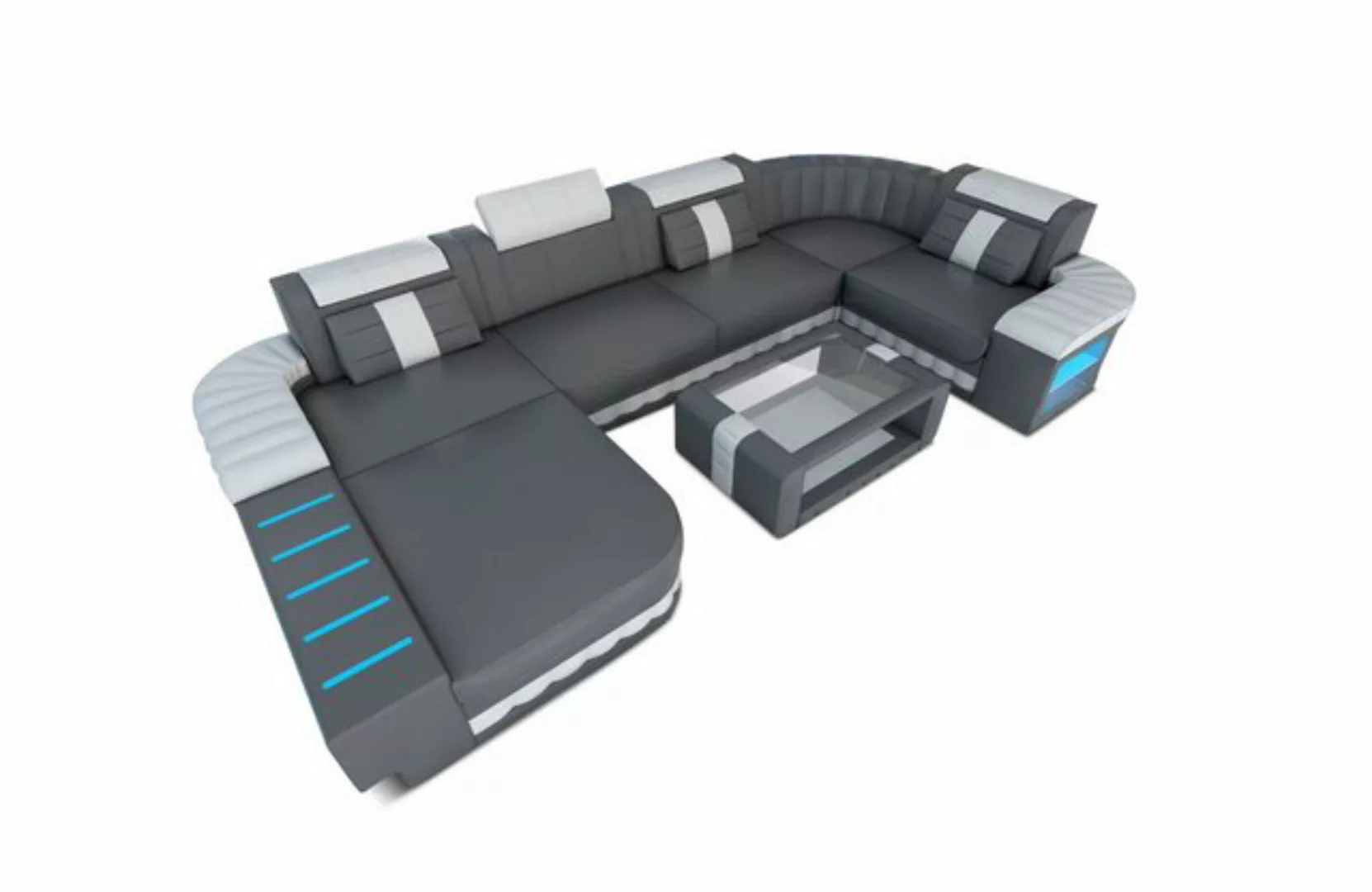 Sofa Dreams Wohnlandschaft Ledercouch Bellagio U Form Ledersofa Sofa Leder, günstig online kaufen