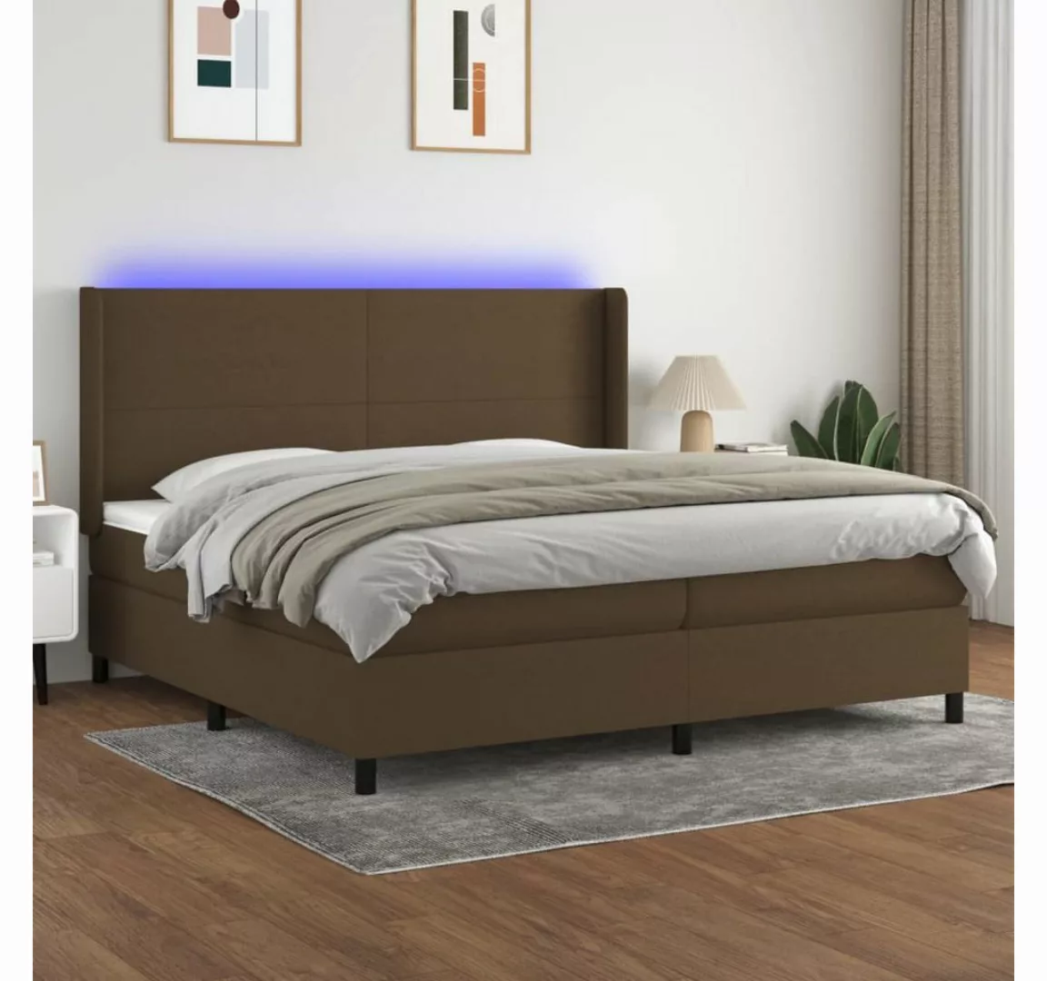 vidaXL Boxspringbett, Boxspringbett mit Matratze & LED Dunkelbraun 200x200 günstig online kaufen