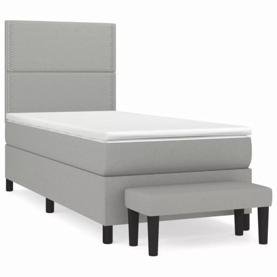 vidaXL Boxspringbett Boxspringbett mit Matratze und Fusshocker Stoff (80 x günstig online kaufen