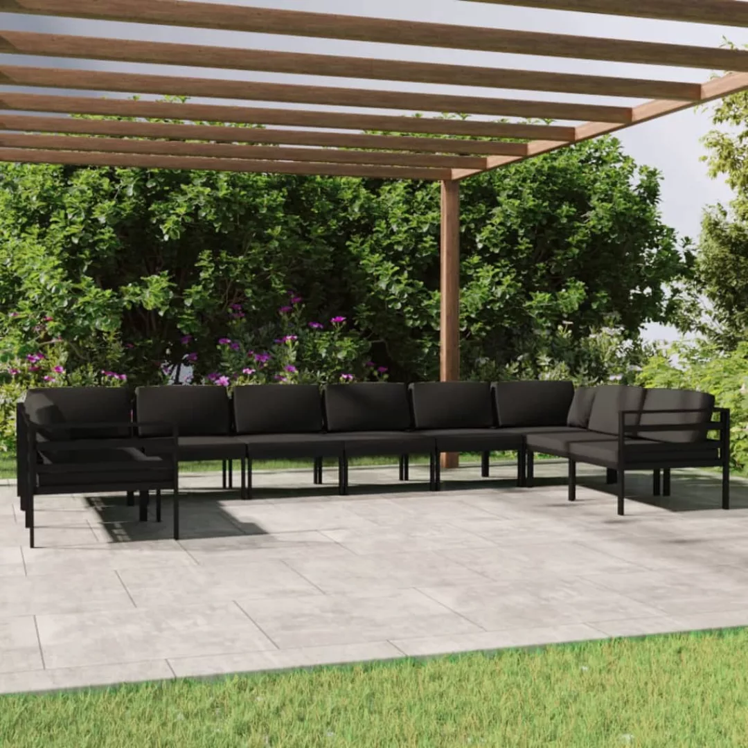 Vidaxl 10-tlg. Garten-lounge-set Mit Kissen Aluminium Anthrazit günstig online kaufen