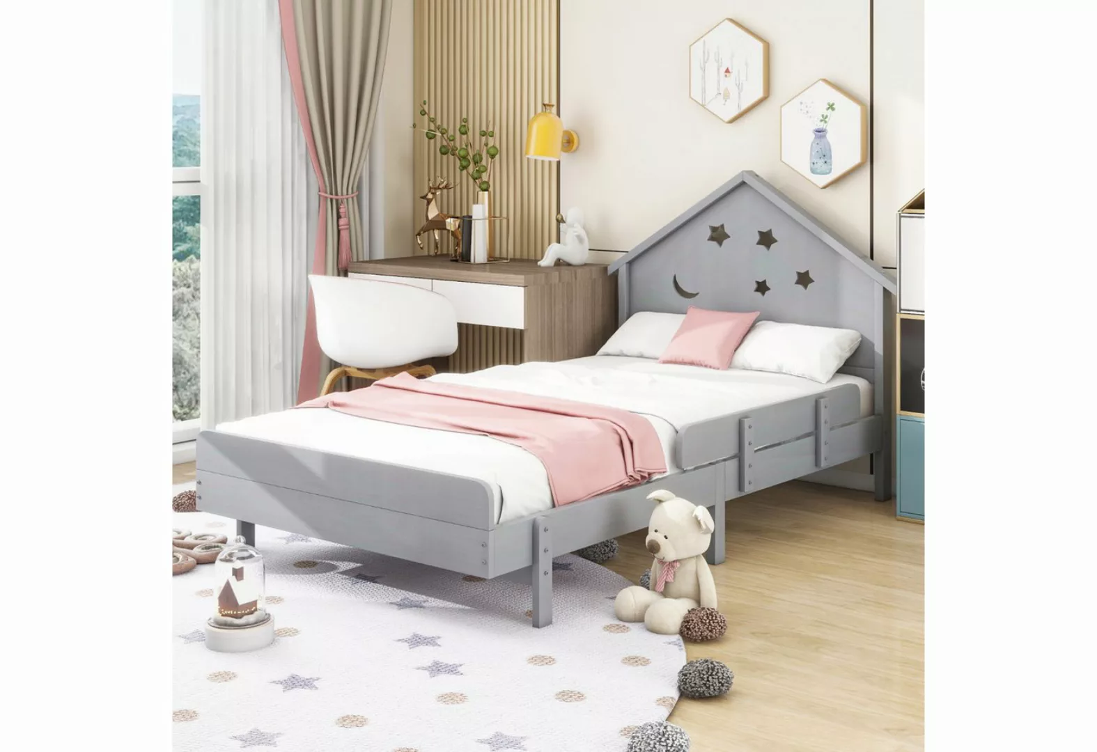 WISHDOR Kinderbett Kinderbett Einzelbett, Stern-Mond-Muster (Hochbettdesign günstig online kaufen