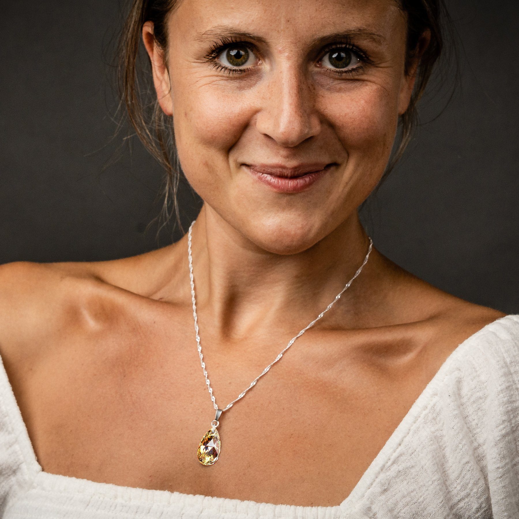 Schöner-SD Kette mit Anhänger Tropfen Kristall günstig online kaufen