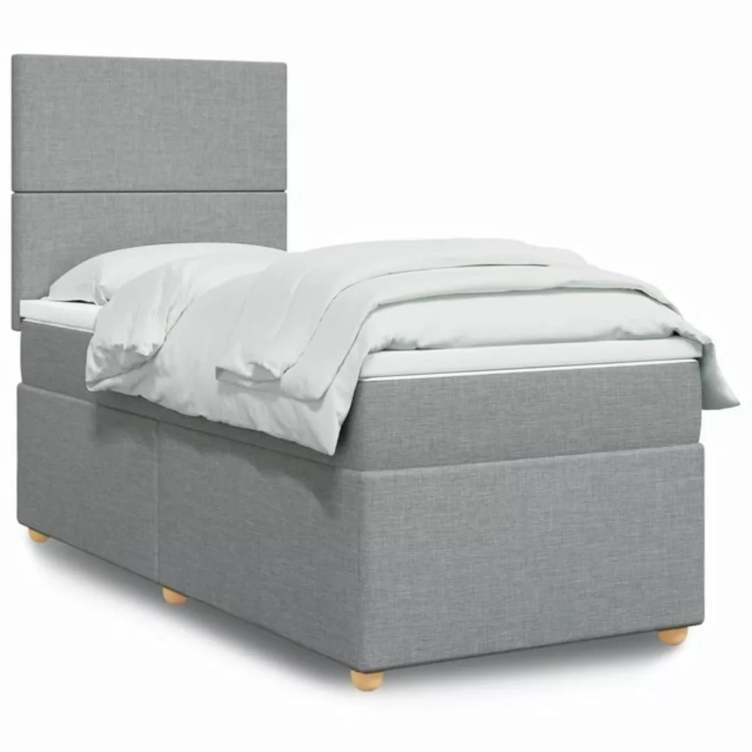 vidaXL Boxspringbett, Boxspringbett mit Matratze Hellgrau 100x200 cm Stoff günstig online kaufen